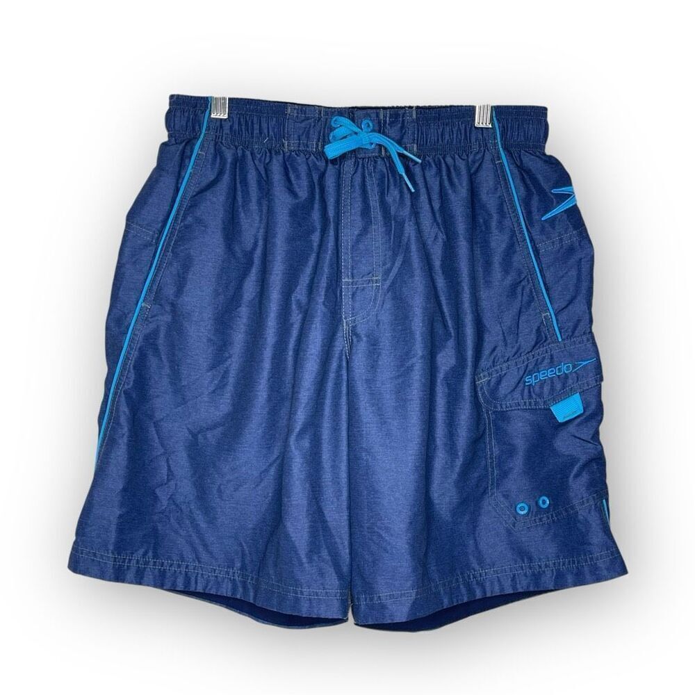 Speedo Marina Cargo Swim Shorts Trunks Blue Swimsuit Men’s Size Medium